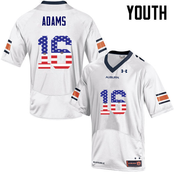 Youth #16 Devin Adams Auburn Tigers USA Flag Fashion College Football Jerseys-White - Click Image to Close